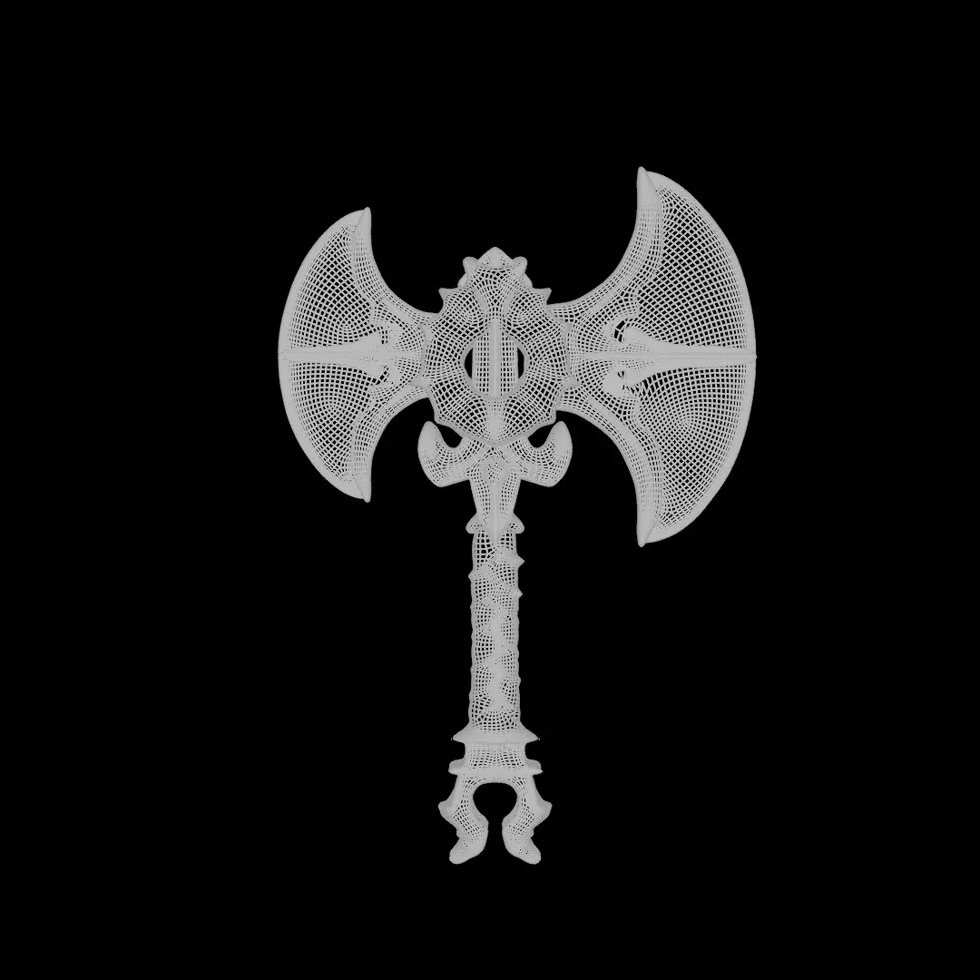 Fantasy Double-Bladed Battle Axe Low-poly 3D model_10