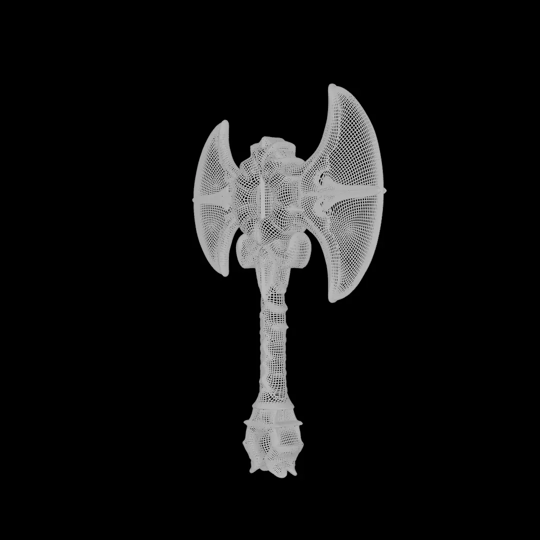 Fantasy Double-Bladed Battle Axe Low-poly 3D model_11