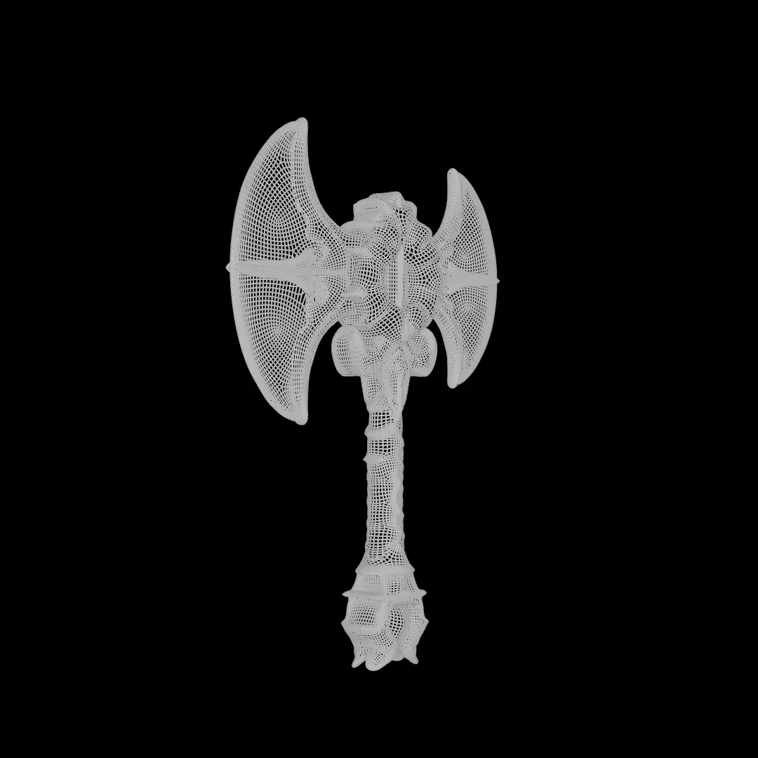 Fantasy Double-Bladed Battle Axe Low-poly 3D model_13