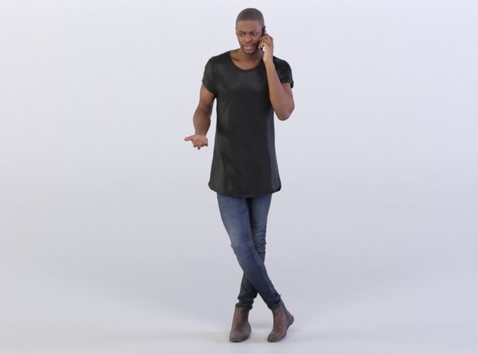 Andrew 0342 Man Standing, Legs Crossed, Talking on a Phone