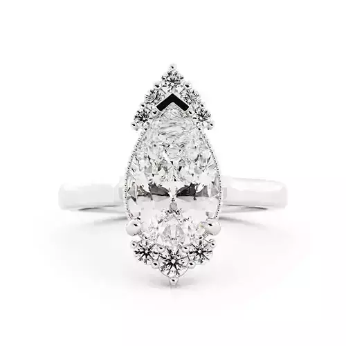 Pear Diamond Solitaire With Accents Engagement Ring 3DM