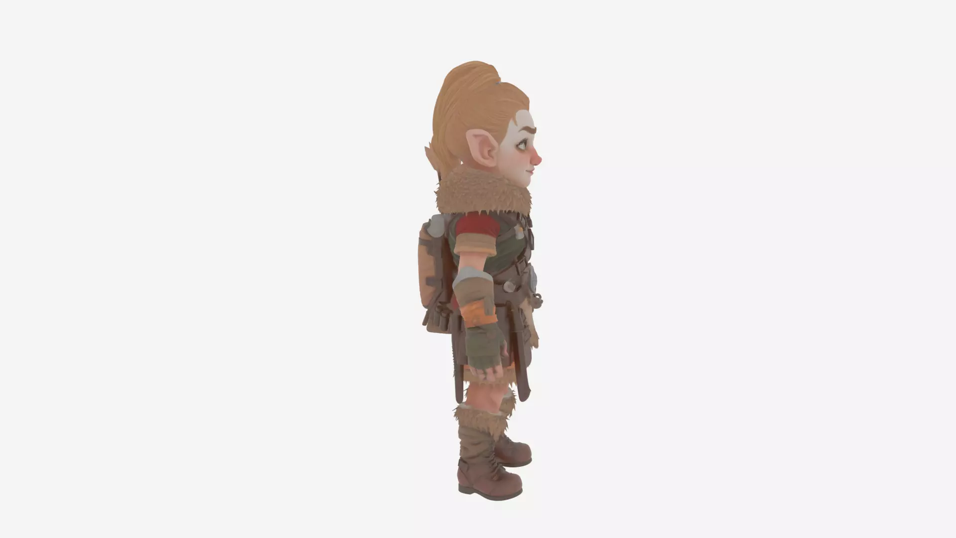 Adventurous Nimble Gnome Hunter Female 3D ModelHighly 3D model_3