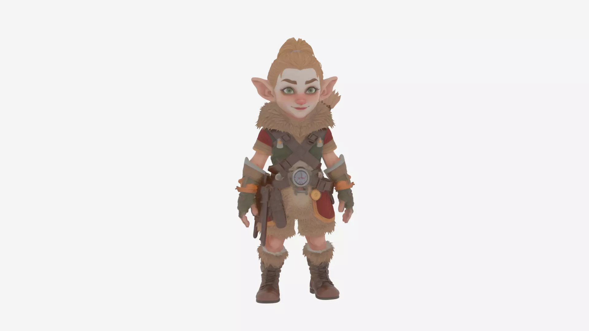 Adventurous Nimble Gnome Hunter Female 3D ModelHighly 3D model_2