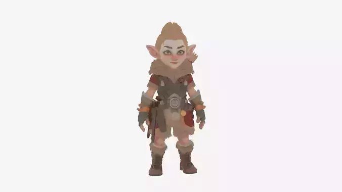 Adventurous Nimble Gnome Hunter Female 3D ModelHighly