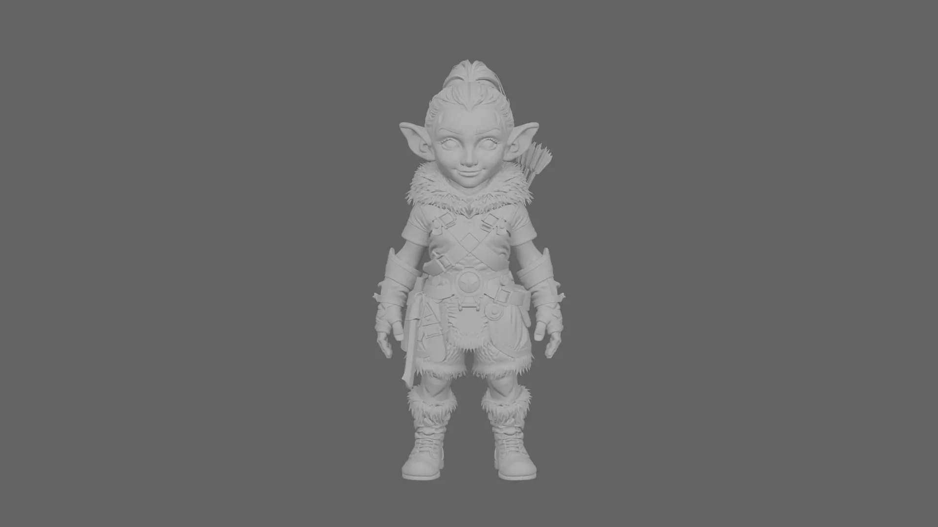 Adventurous Nimble Gnome Hunter Female 3D ModelHighly 3D model_6