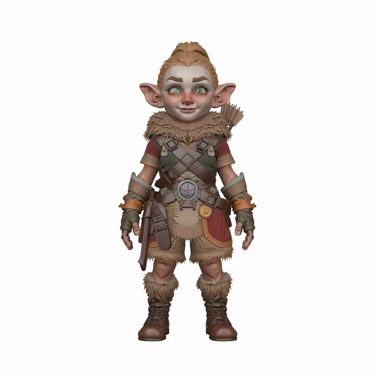 Adventurous Nimble Gnome Hunter Female 3D ModelHighly 3D model_0