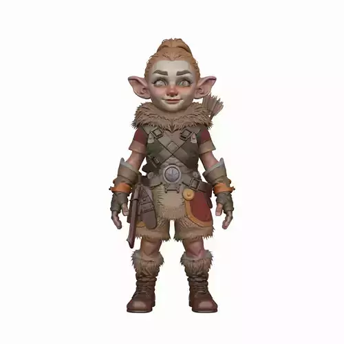 Adventurous Nimble Gnome Hunter Female 3D ModelHighly