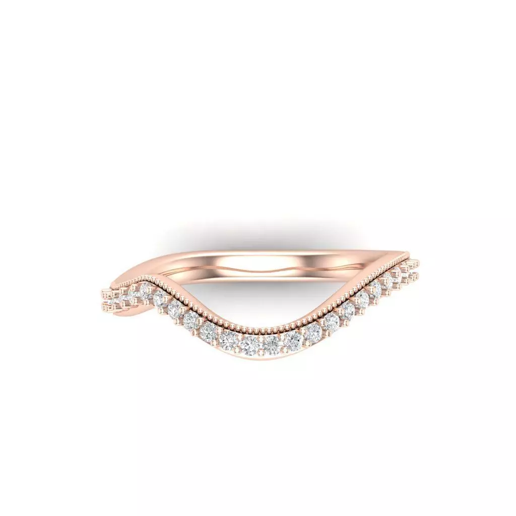 Pear Diamond Curved Engagement Ring SET 3DM 3D print model_1