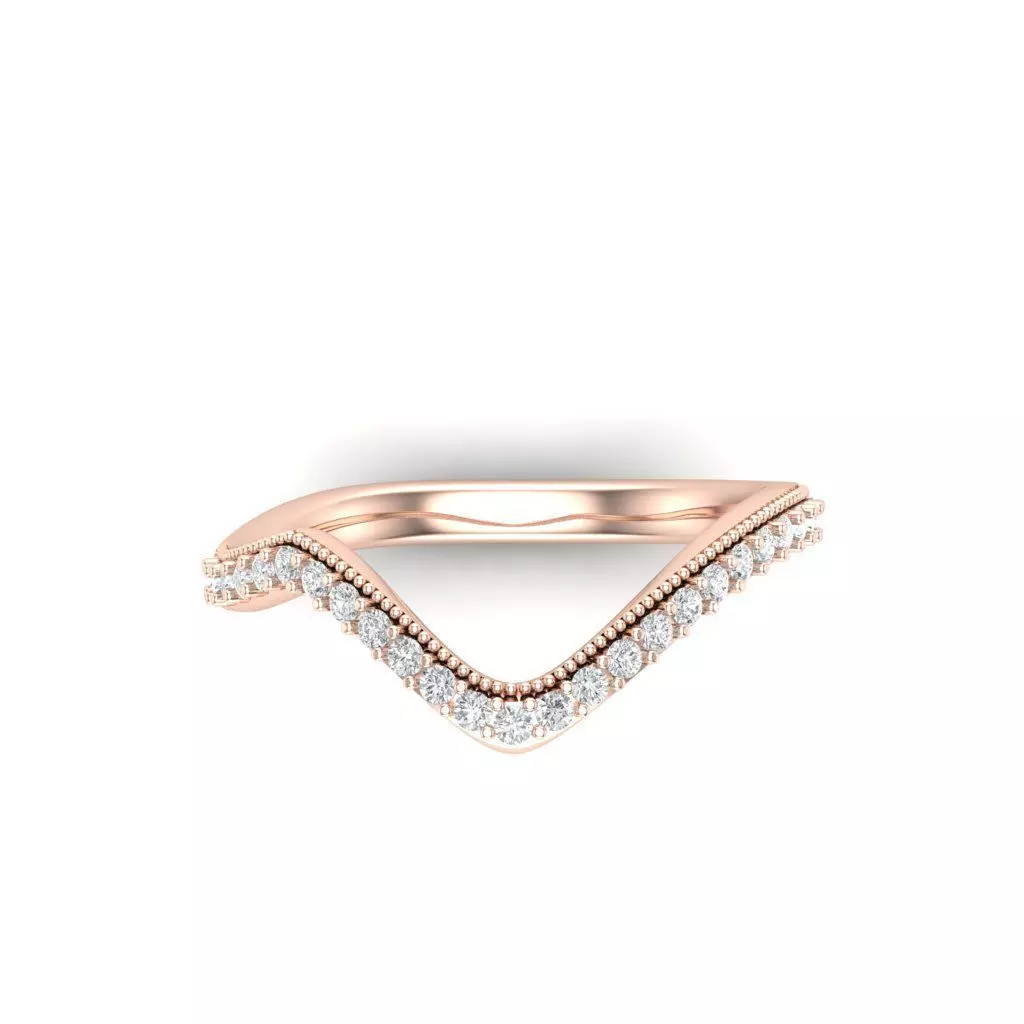 Pear Diamond Curved Engagement Ring SET 3DM 3D print model_7