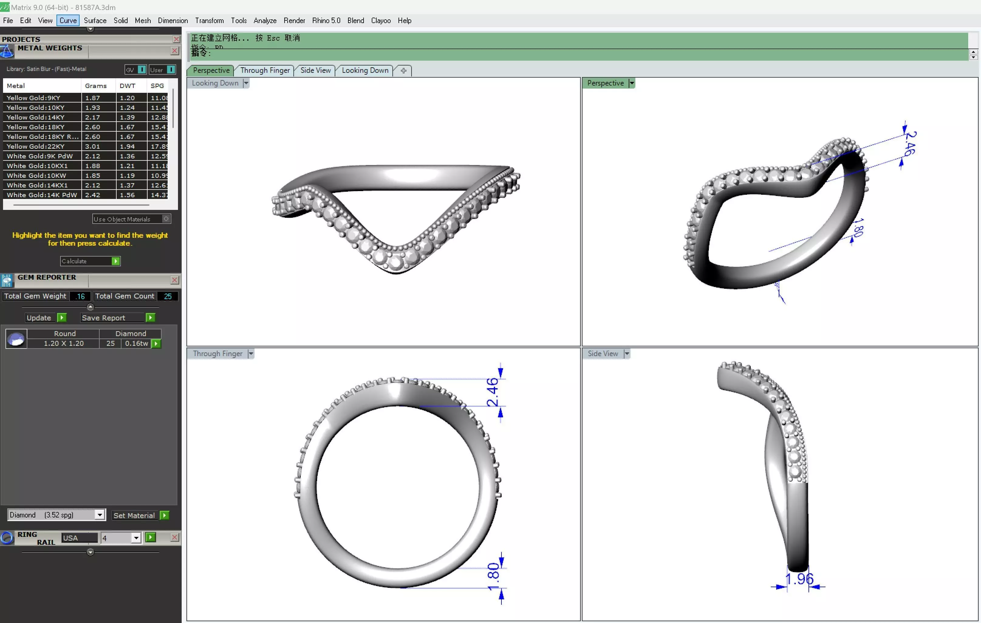 Pear Diamond Curved Engagement Ring SET 3DM 3D print model_9