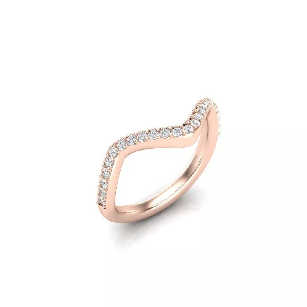 Pear Diamond Curved Engagement Ring SET 3DM 3D print model_8