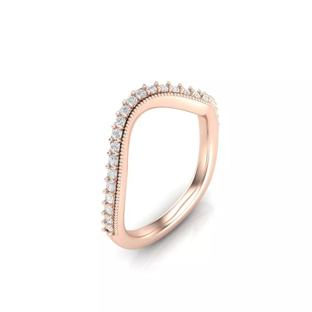 Pear Diamond Curved Engagement Ring SET 3DM 3D print model_3