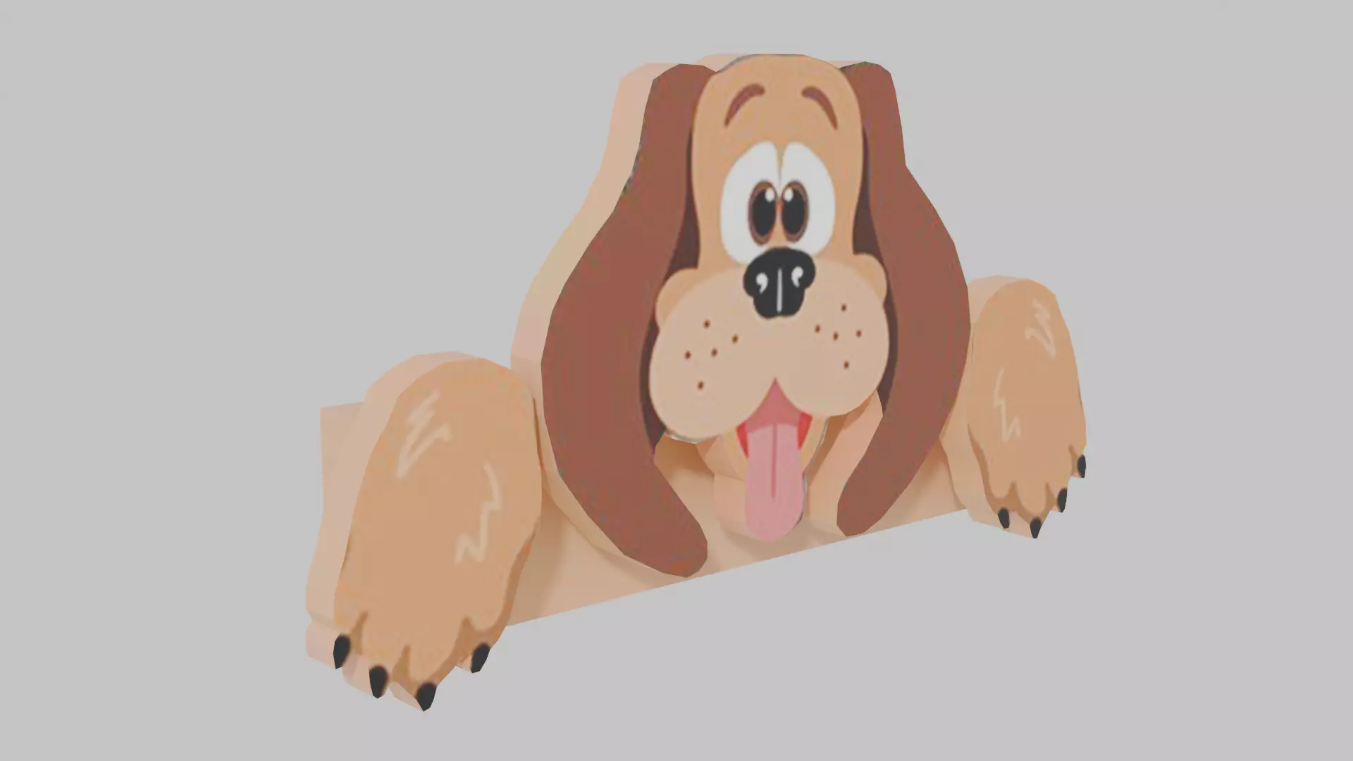 Cute Dog Hanging Fence Art Low-poly 3D model_1