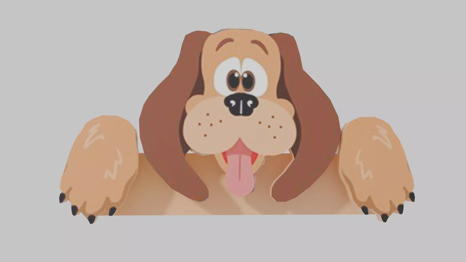 Cute Dog Hanging Fence Art Low-poly 3D model_2