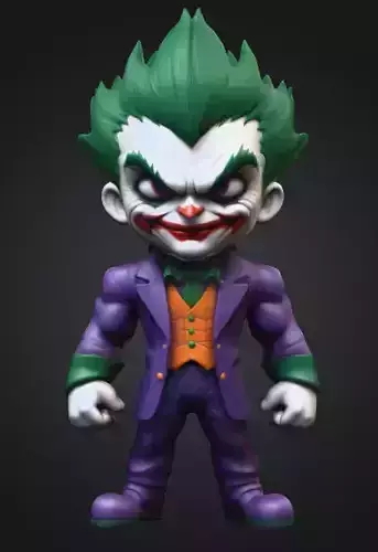 The Joker Muscular Chibi Style 3D Character 
