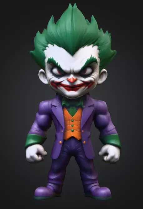 The Joker Muscular Chibi Style 3D Character Low-poly 3D model_0