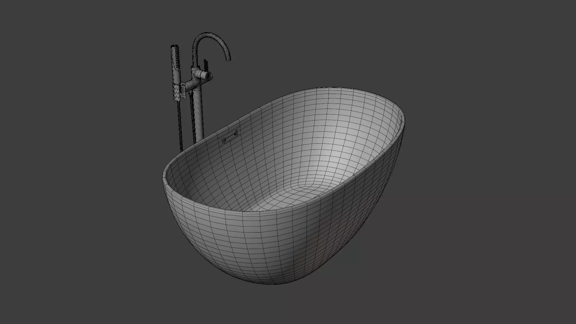 Bathtub 01 Low-poly 3D model_6
