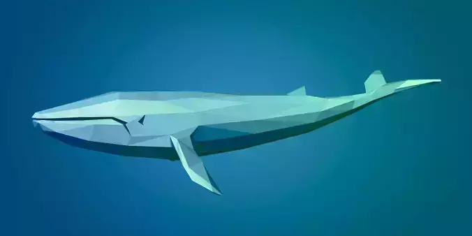 LowPoly Polygonal Cartoon Blue Whale