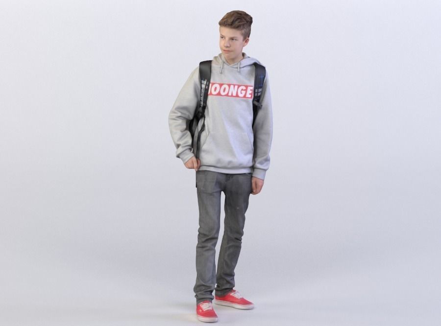 Brad 0069 Kid Standing With Bacpack 3D model