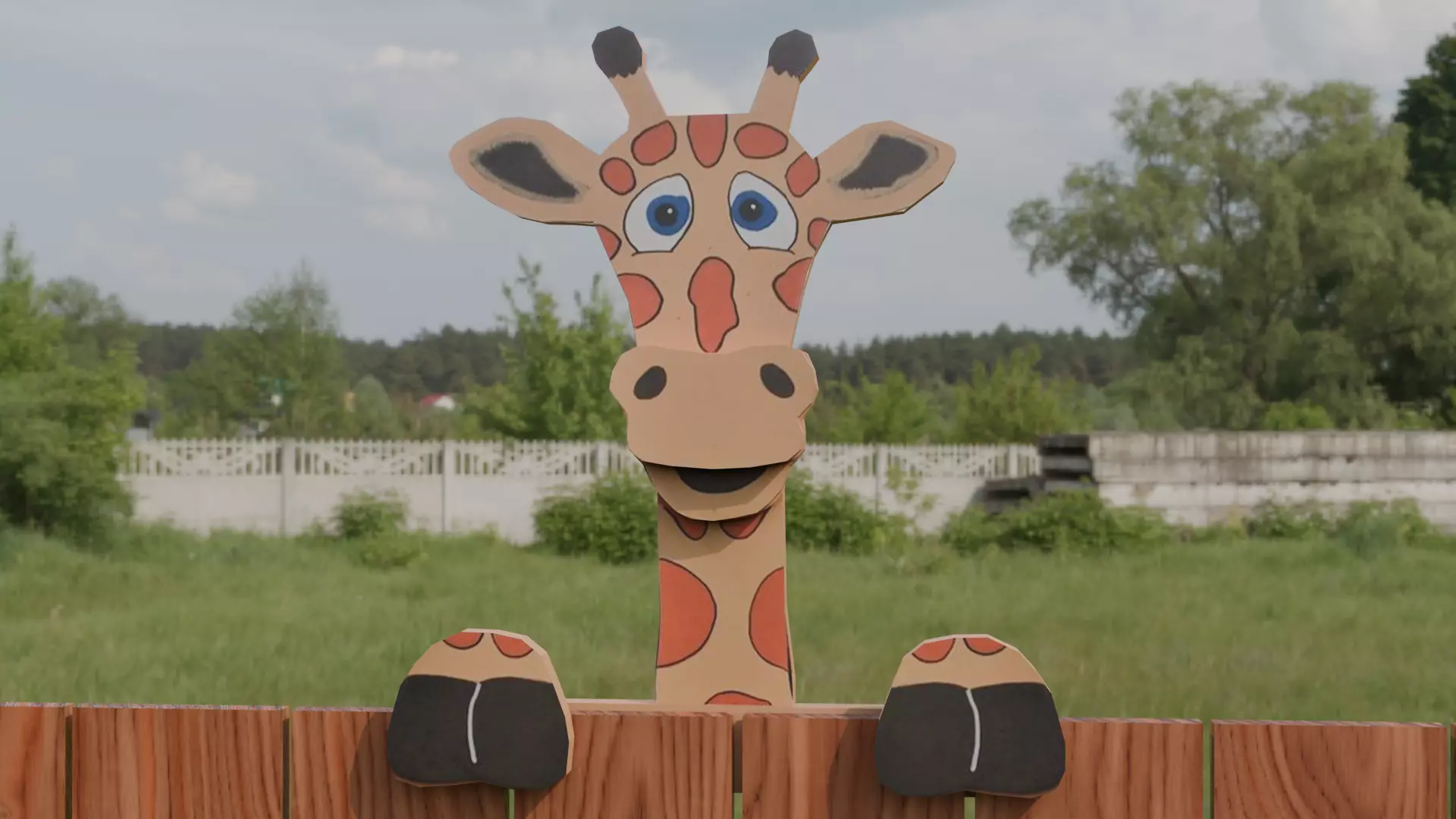 Giraffe Hanging Fence Art Low-poly 3D model_0