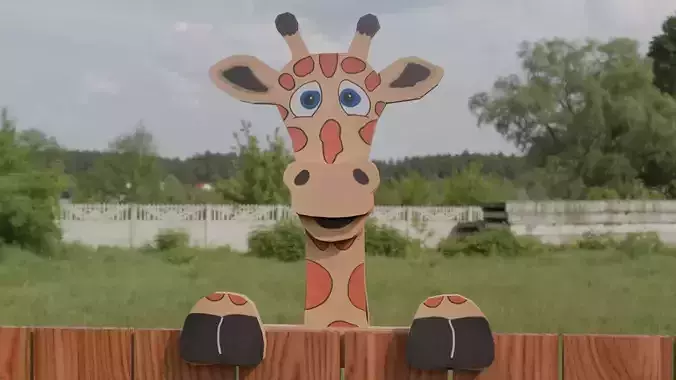 Giraffe Hanging Fence Art