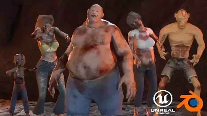 Pack of 5 Scary zombies