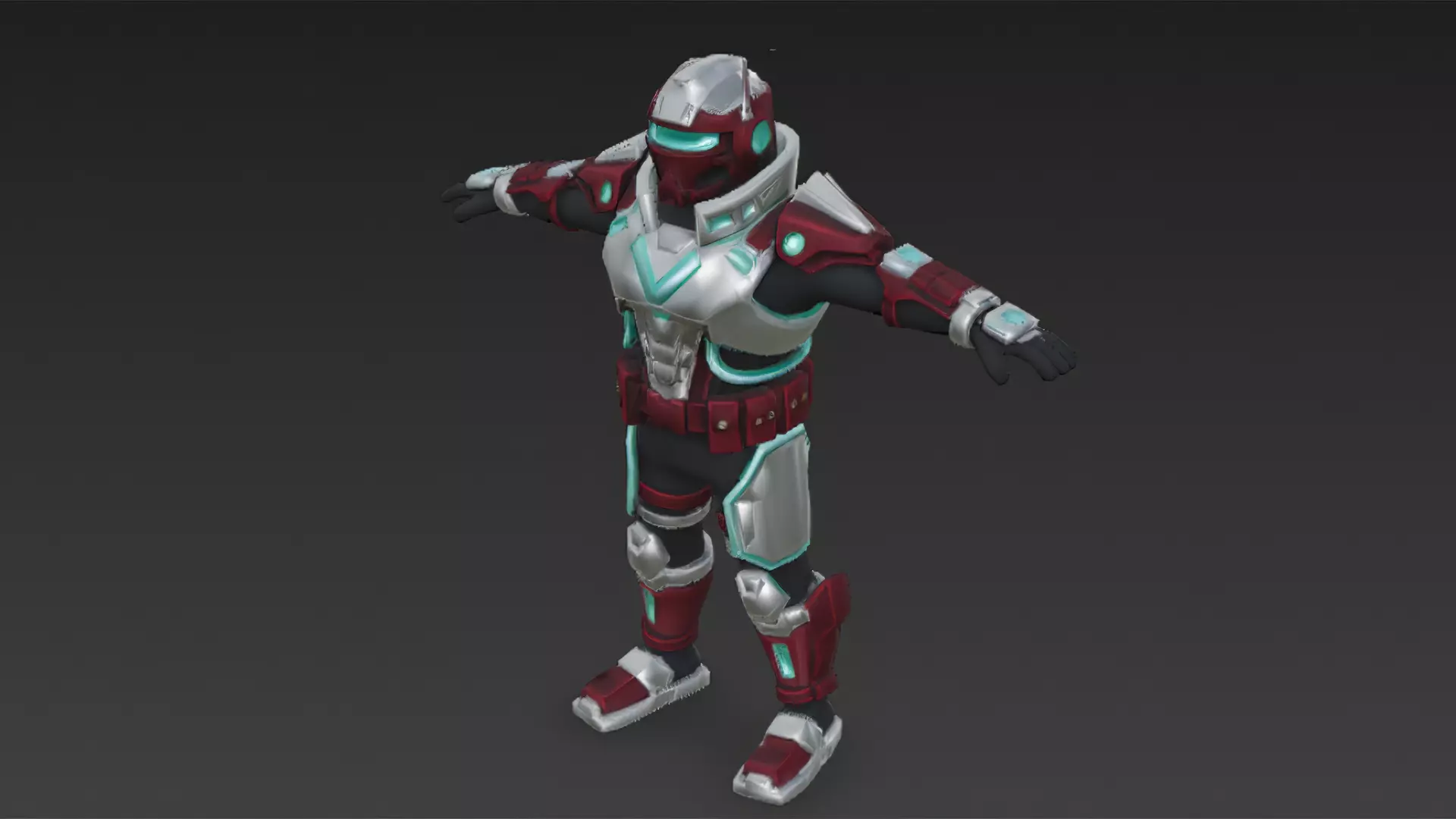 Cartoon Cyberpunk Rigged Mercenary 3D Model Low-poly 3D model