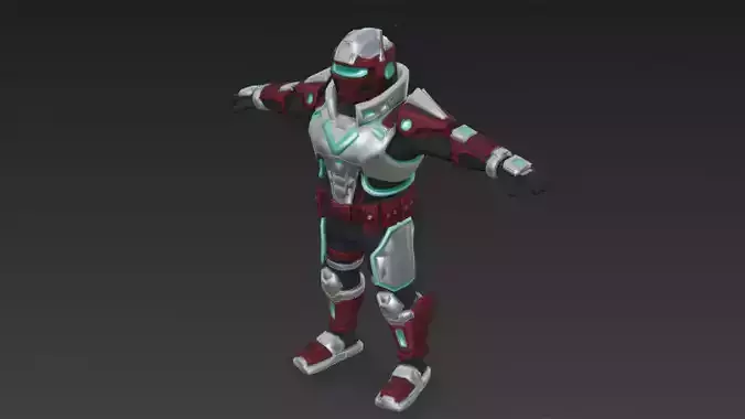 Cartoon Cyberpunk Mercenary 3D Model