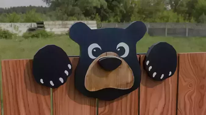 Bear Hanging Fence Art