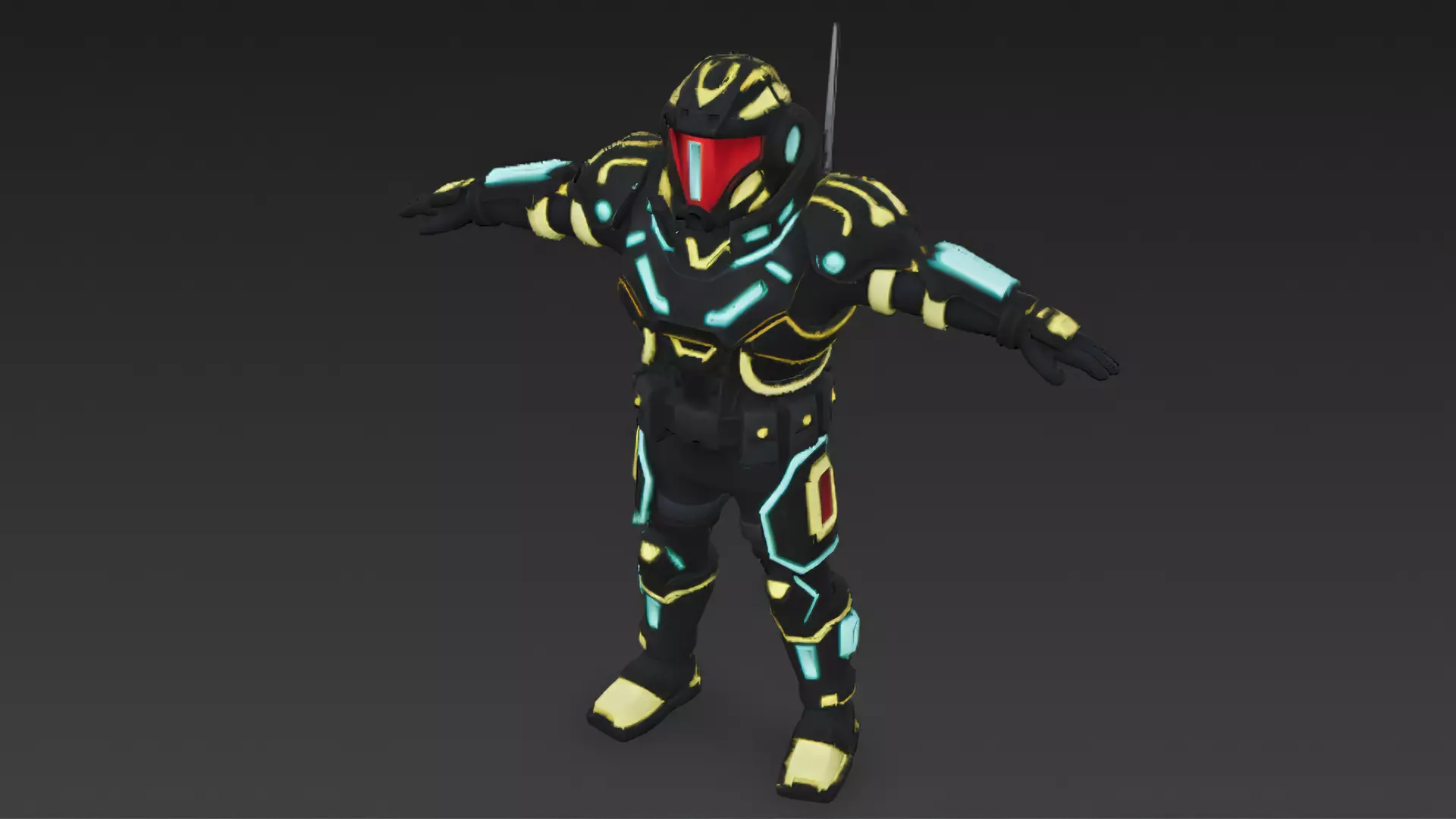 Cartoon Cyberpunk Rigged Mercenary 3D Model Low-poly 3D model