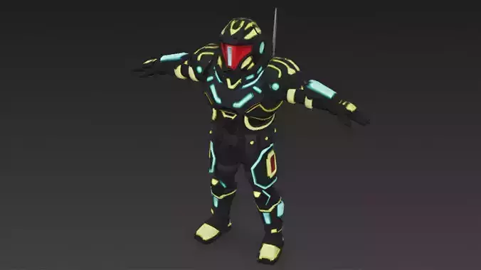 Cartoon Cyberpunk Mercenary 3D Model