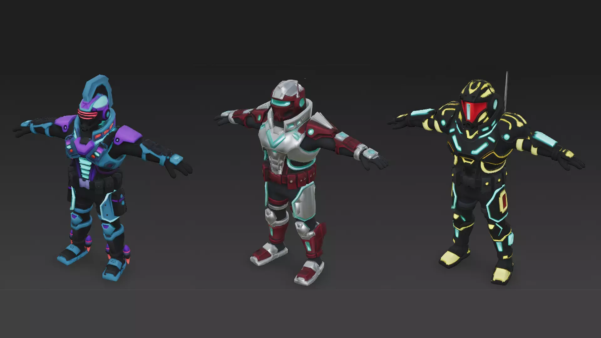 Cartoon Cyberpunk Mercenary Pack 3D Models Low-poly 3D model_0