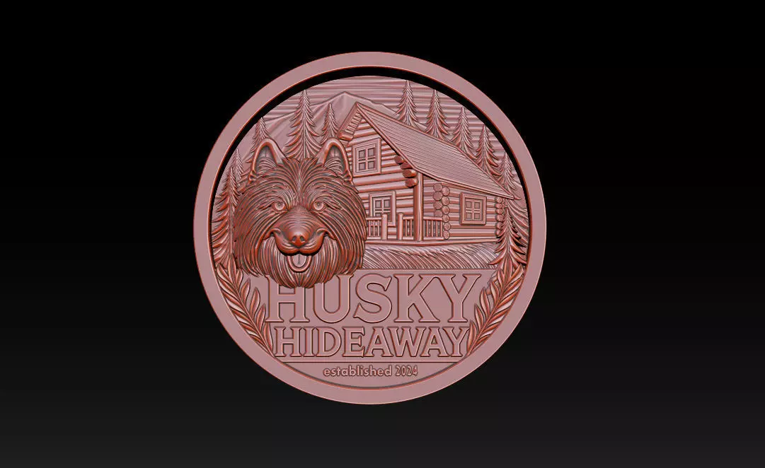 Husky Hideaway 2-5D Bas Relief STL - OBJ - ZTL 3D print model