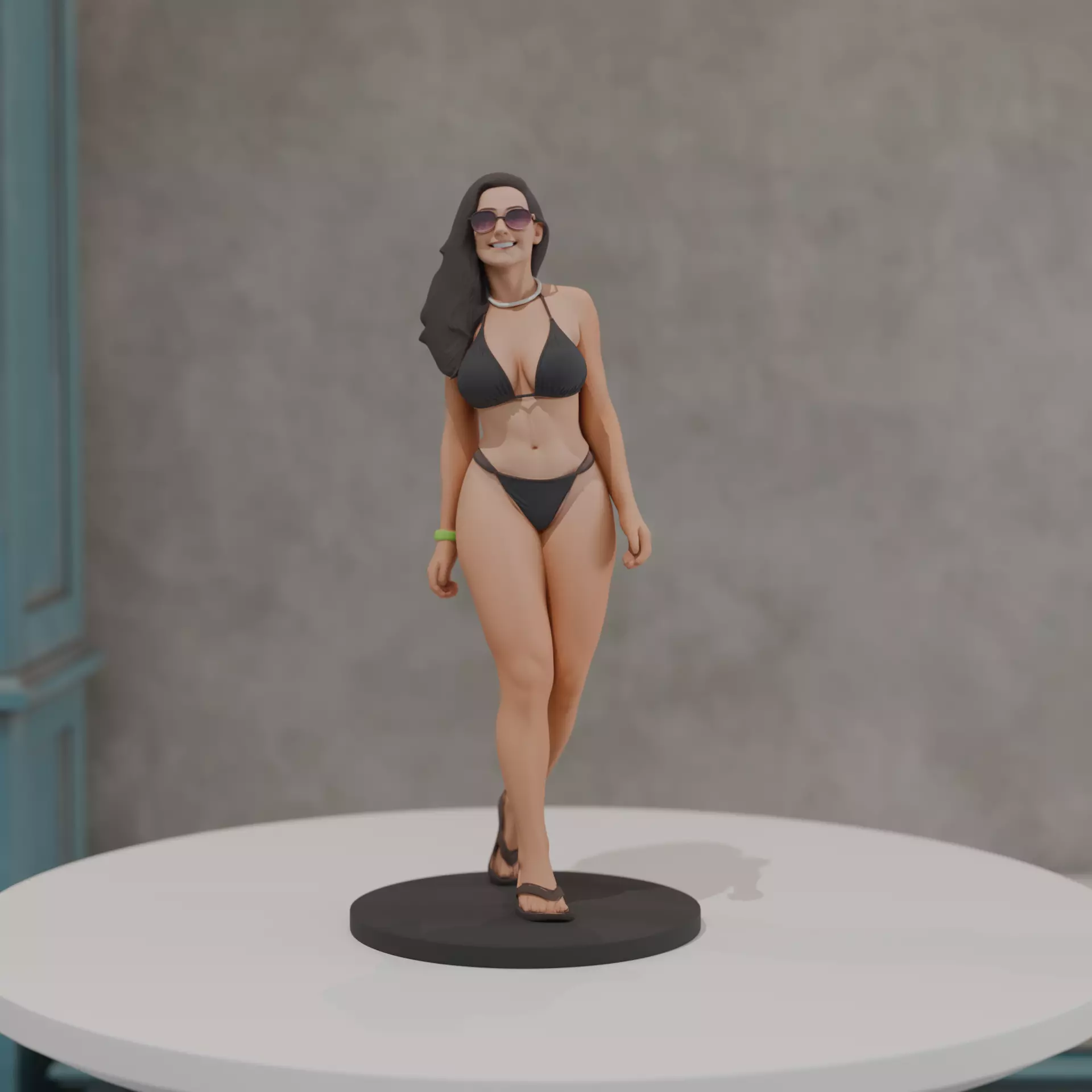 woman model in pin up bikini 3D print model_0