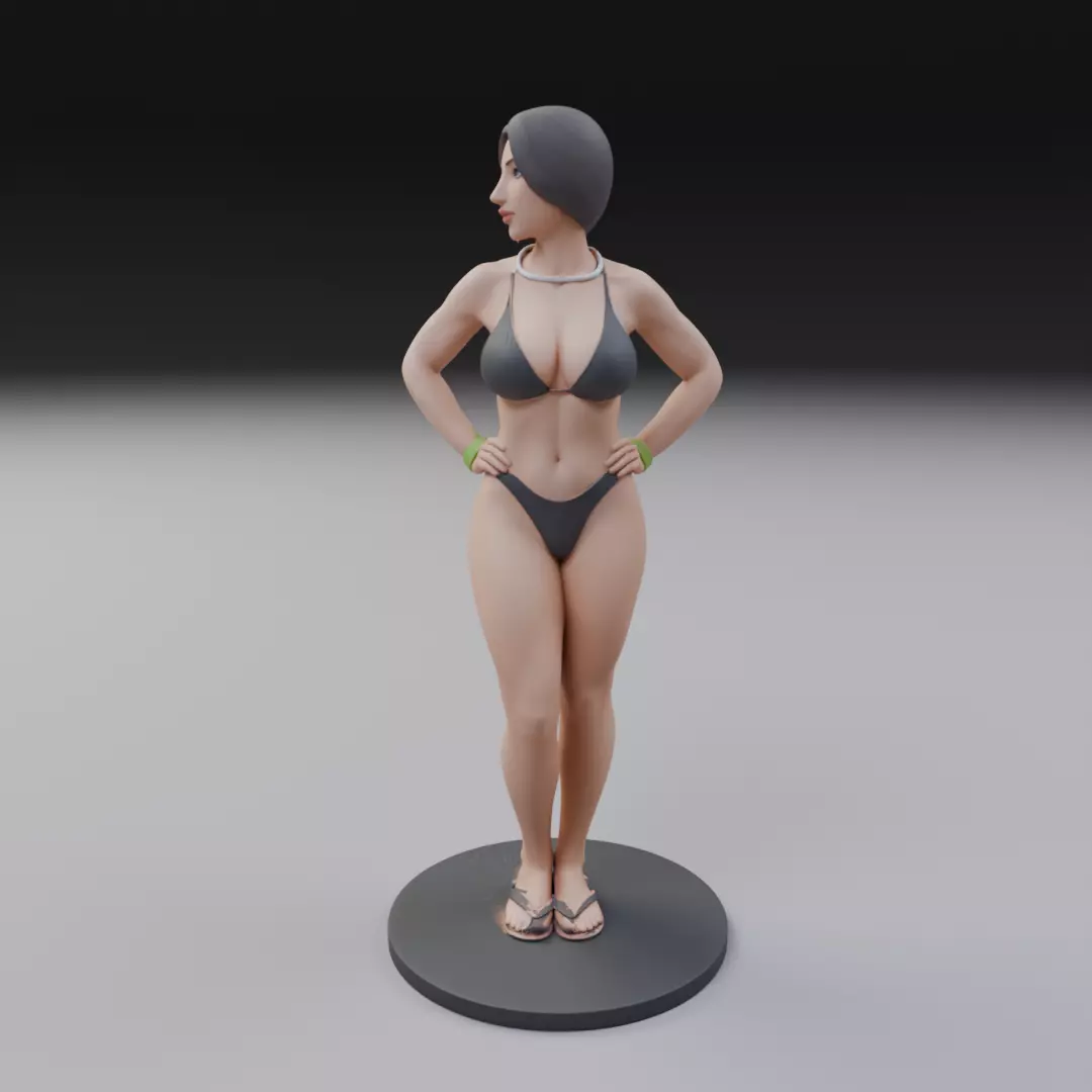 woman model in pin up bikini 3D print model_4