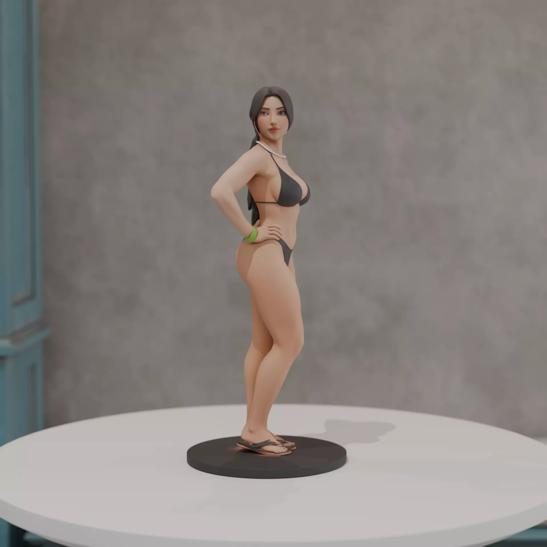 woman model in pin up bikini 3D print model_0