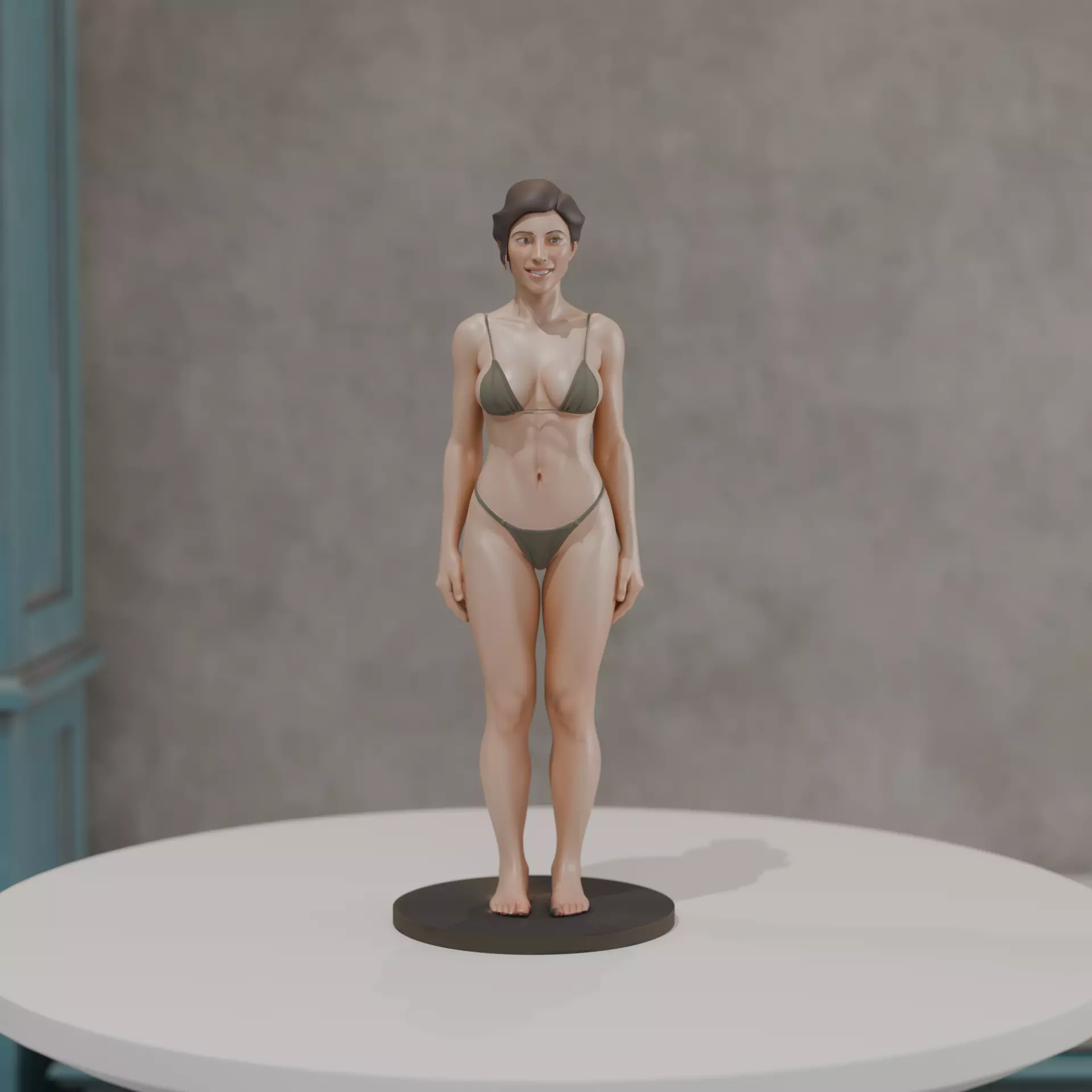 woman model in pin up bikini 3D print model_0