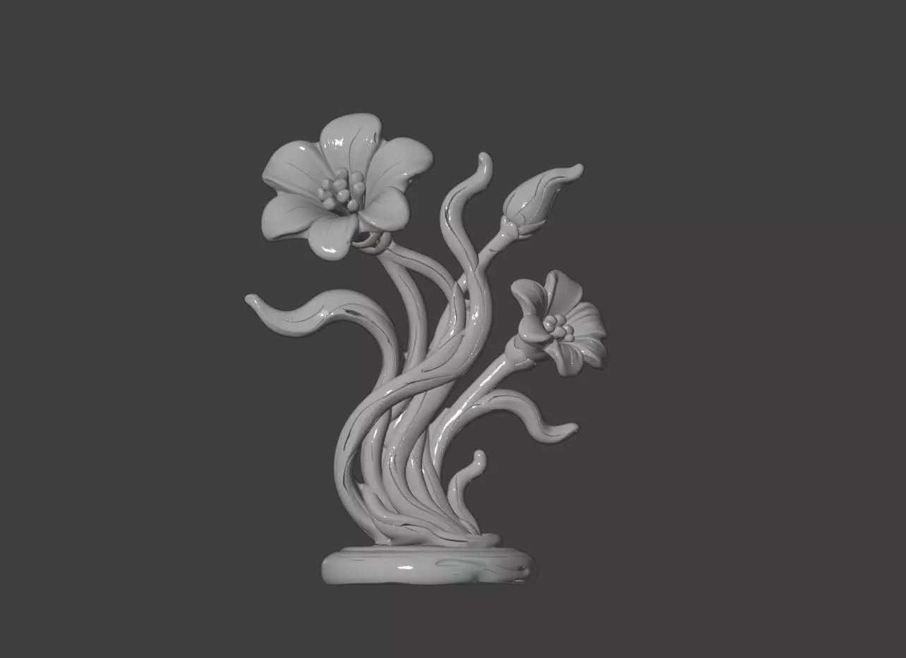 Streamlined Floral Sculpture Ornament 3D print model