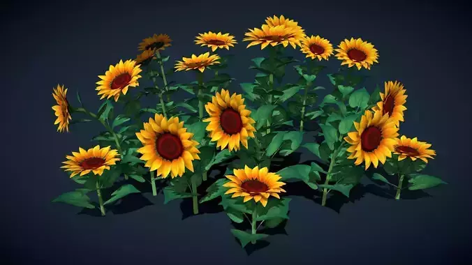 Stylized Sunflower Plant Pack Nature Foliage for Environment
