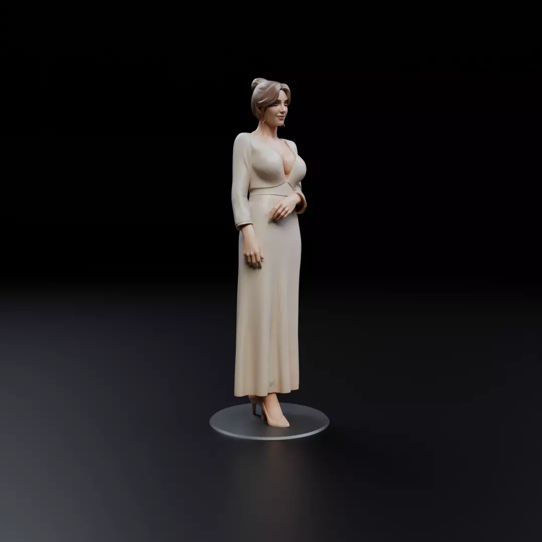 woman model in pin up dress 3D print model_12