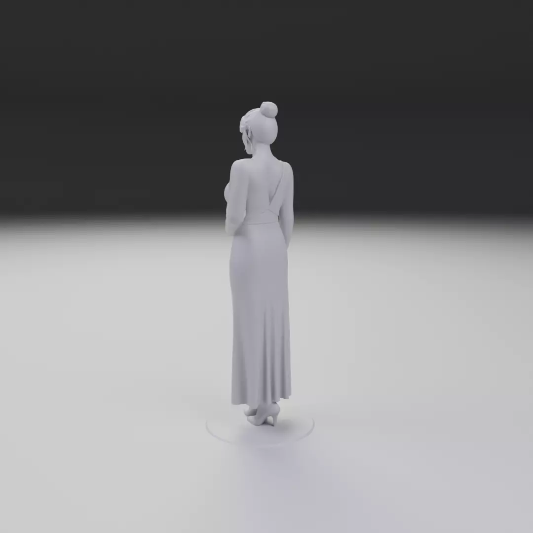 woman model in pin up dress 3D print model_7