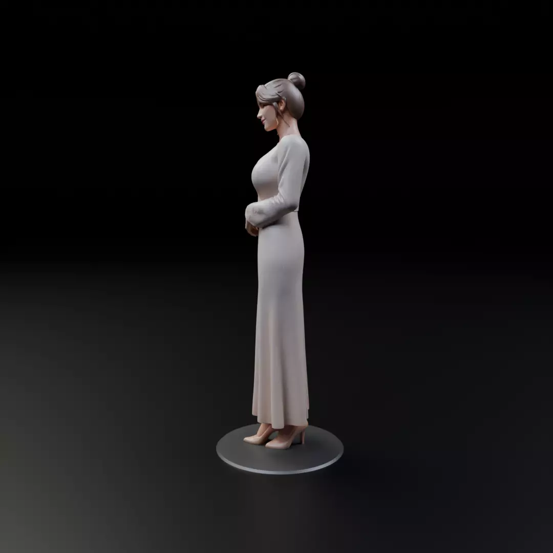 woman model in pin up dress 3D print model_4