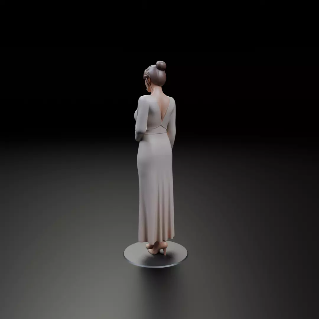 woman model in pin up dress 3D print model_8