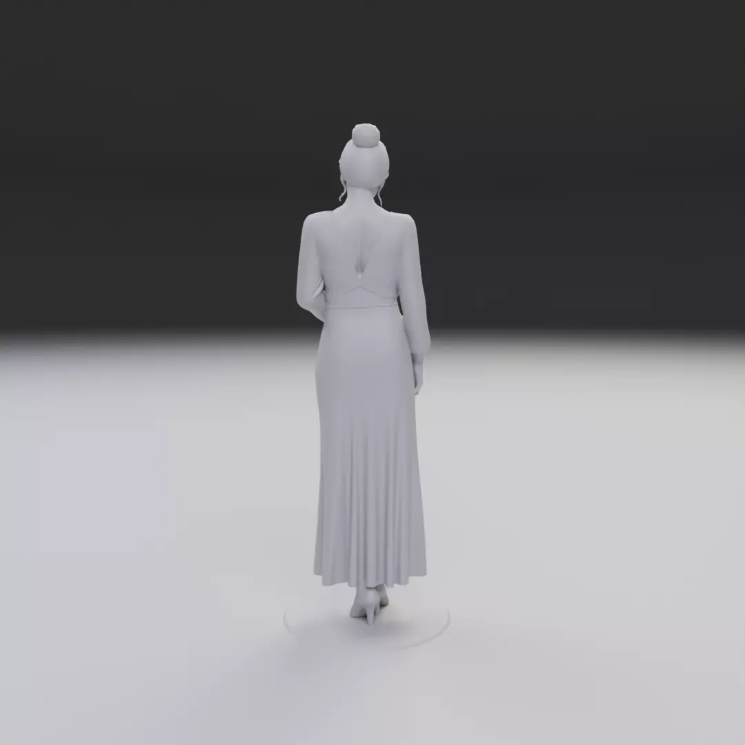 woman model in pin up dress 3D print model_5