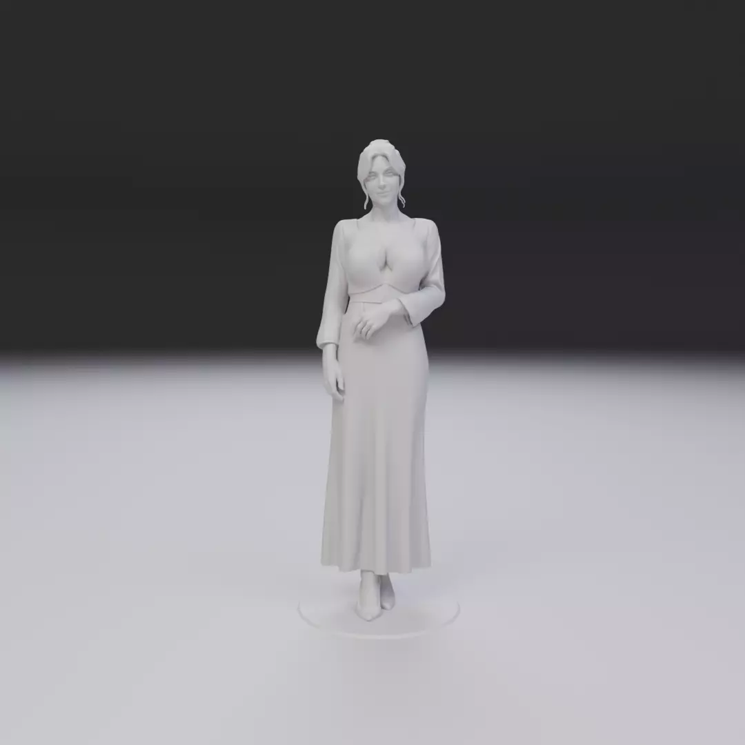 woman model in pin up dress 3D print model_15