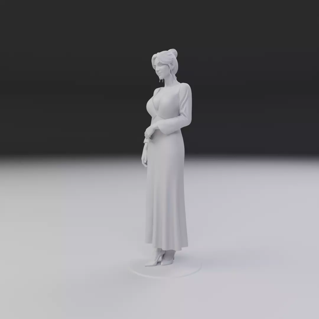 woman model in pin up dress 3D print model_9