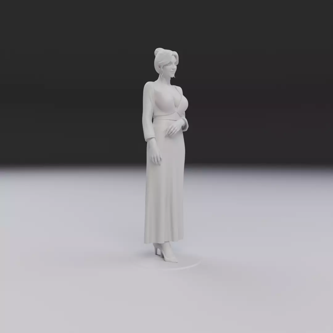 woman model in pin up dress 3D print model_11