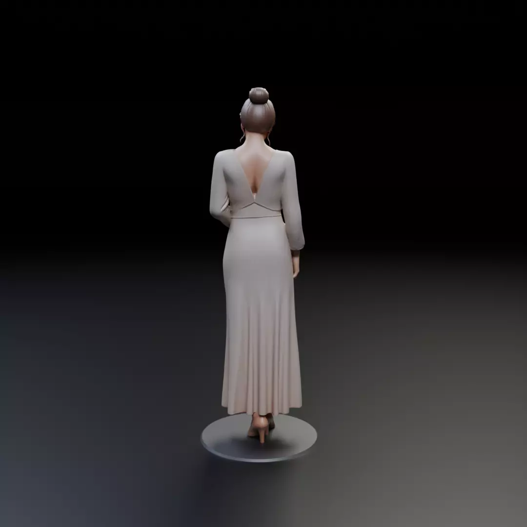 woman model in pin up dress 3D print model_6