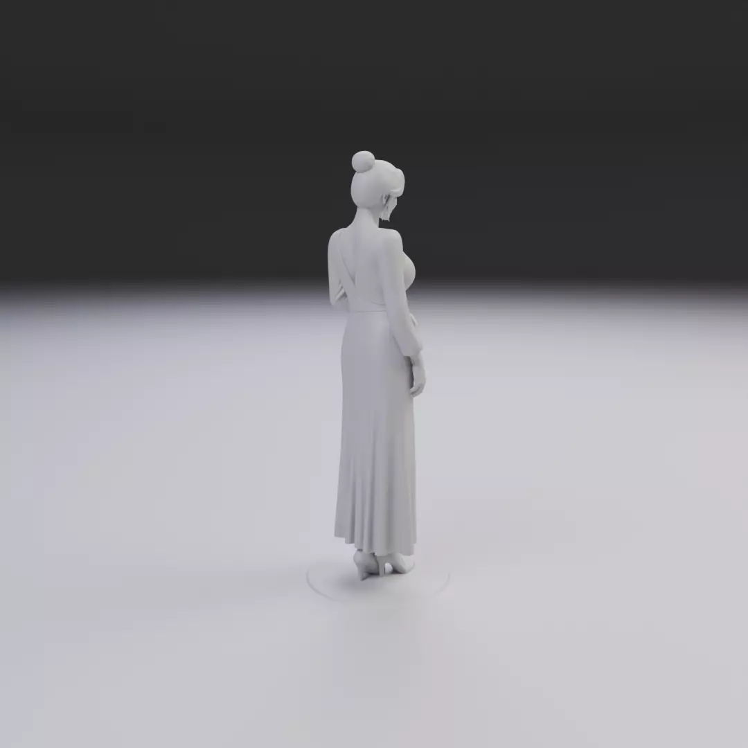 woman model in pin up dress 3D print model_13