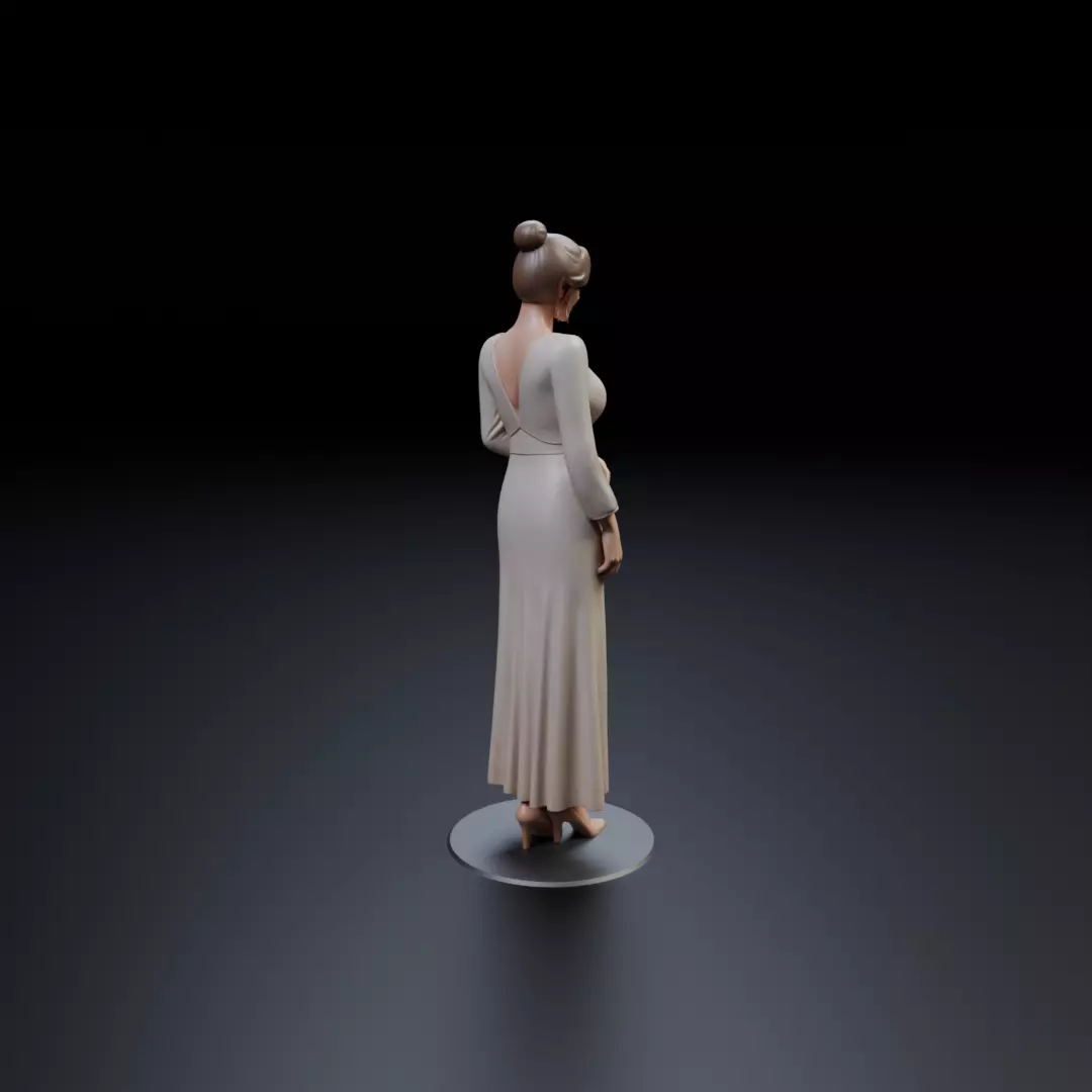 woman model in pin up dress 3D print model_14
